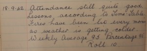 18 Sep 1942 Auckengill School - fires lit,cold