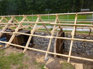 Cabers and purlins being re-attached