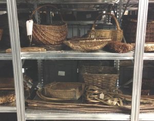 The basketry and straw-work shelving before our project started