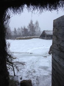 A snowy scene outside the Cottar’s House