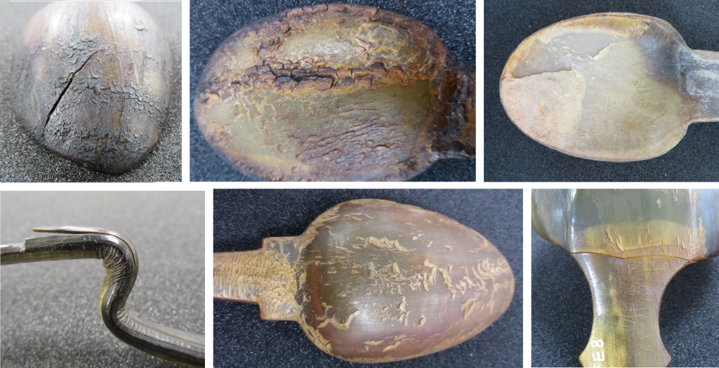 Deterioration of some of the spoons.