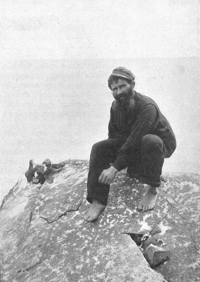 Finlay Gillies catching puffins using a snare. Photo taken from Kearton, R (1897) With Nature and a Camera. pg. 111. 