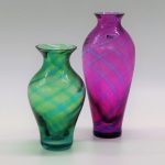 2 Tartan Twist vases by Caithness Glass