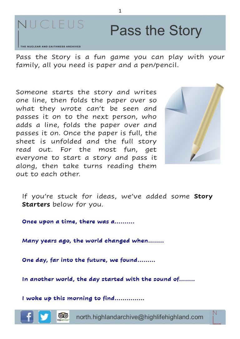 Pass the Story worksheet Nucleus The Nuclear and Caithness Archives
