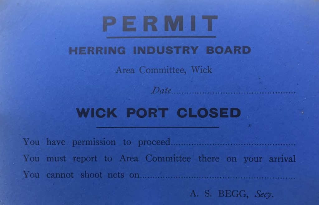 Herring Industry Board Fishing Permit n.d. (Ref: WAT/13/2)