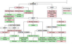 The Germanic branches of the Indo-European language family tree [42]