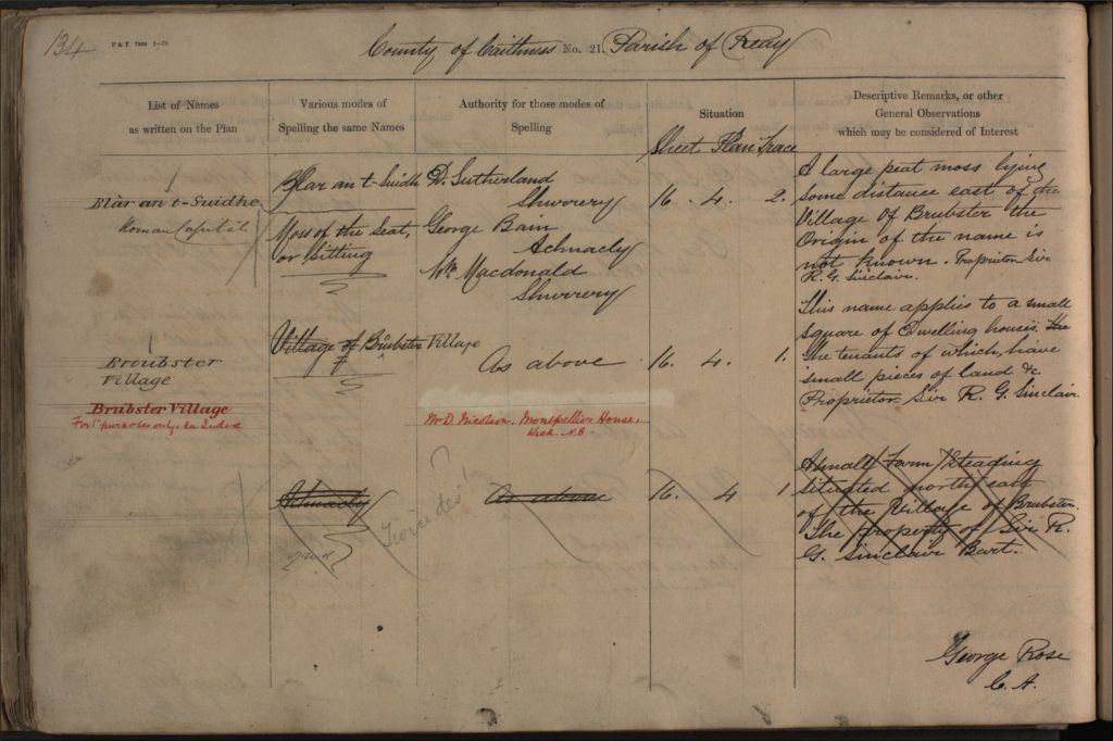 Caithness Ordnance Survey Name Books, 1871–1873, Caithness volume 09, Parish of Reay (OS1/7/9/134)