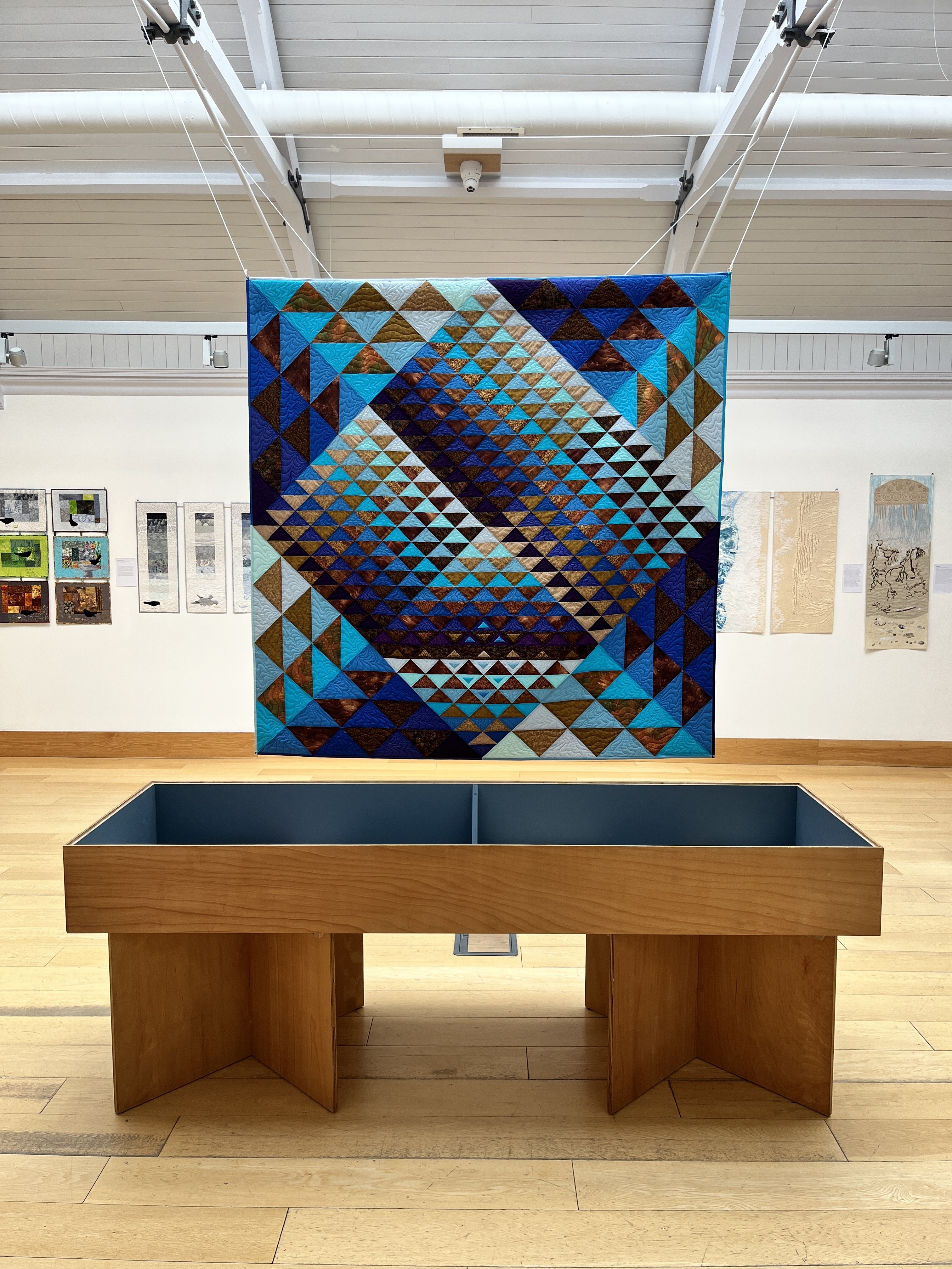 Shenna Norquay quilt hanging in a gallery space