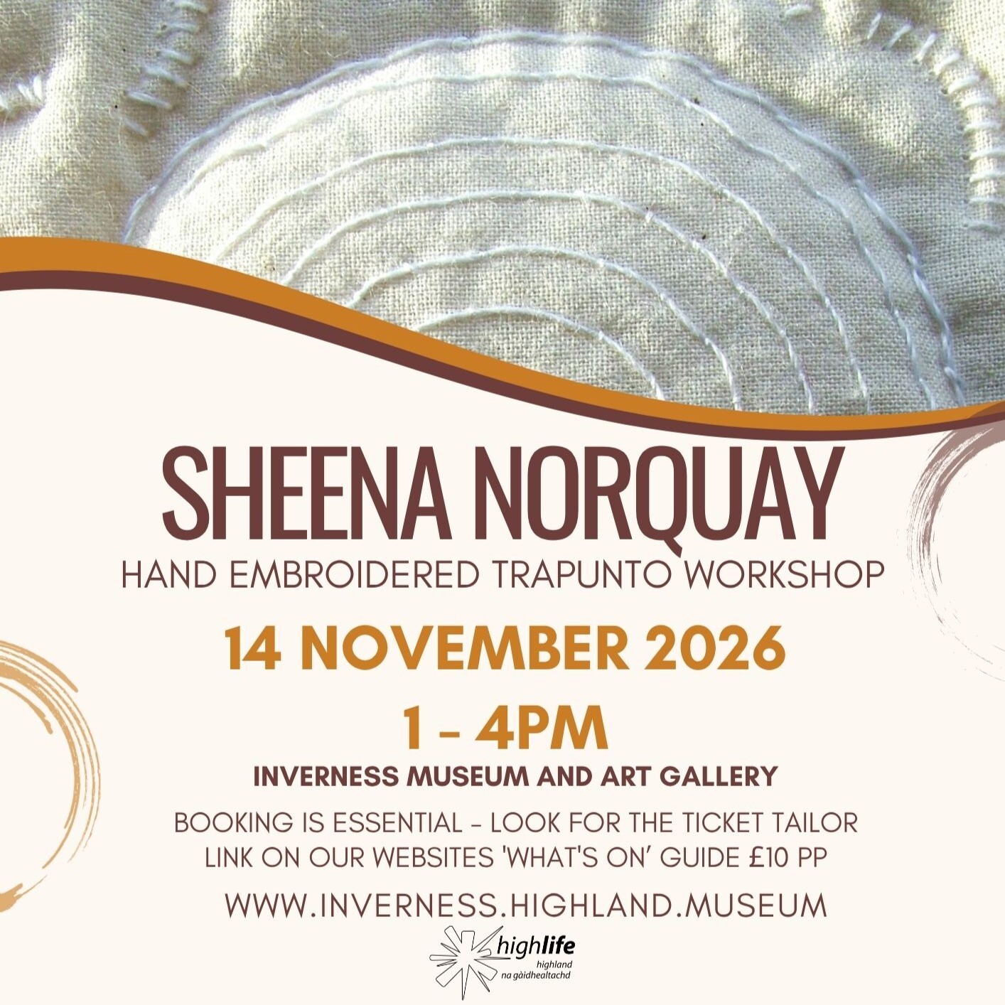 Close up quilting stich with the date 14 November