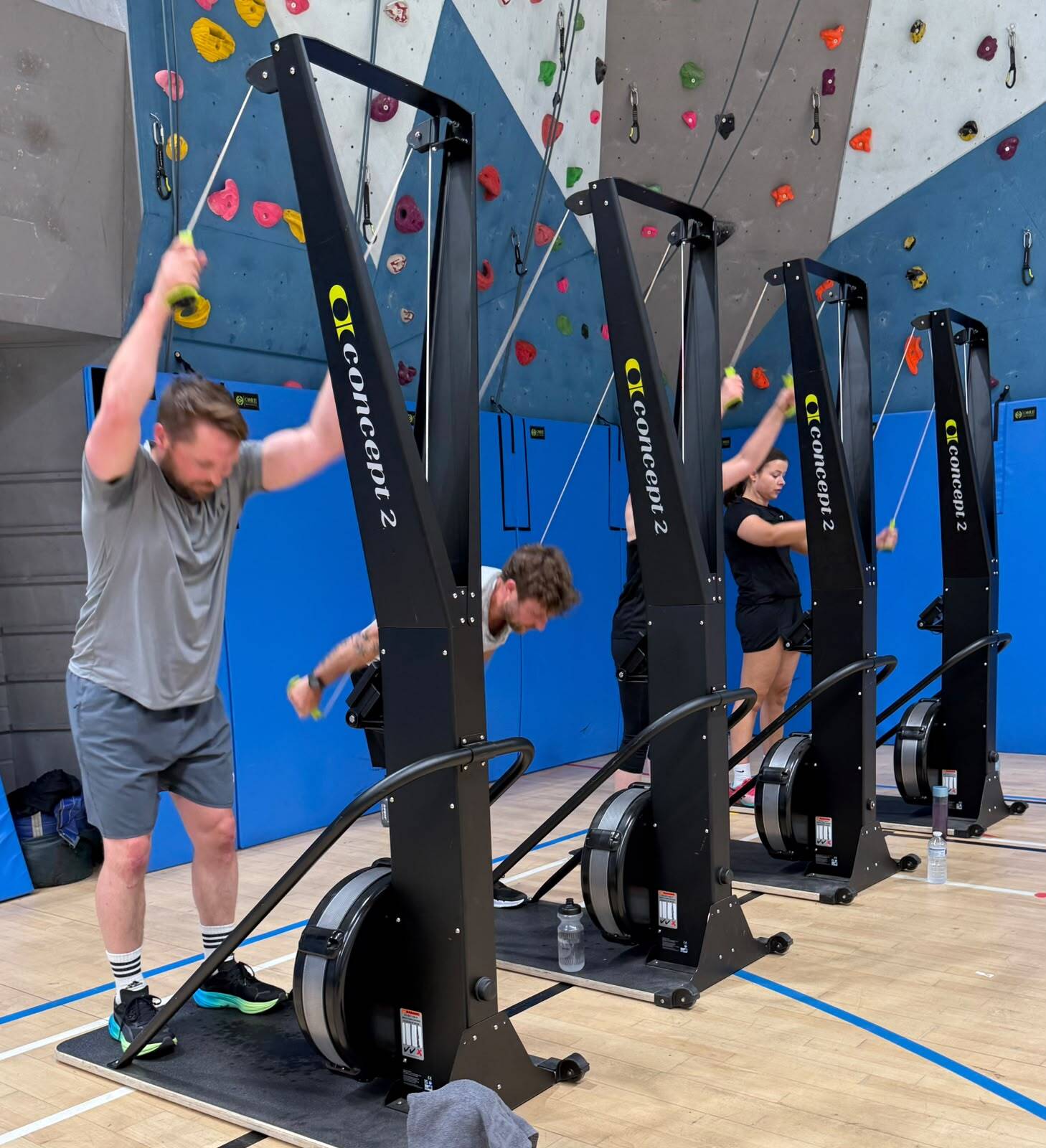 People using ski-erg machines at Craig MacLean Leisure Centre