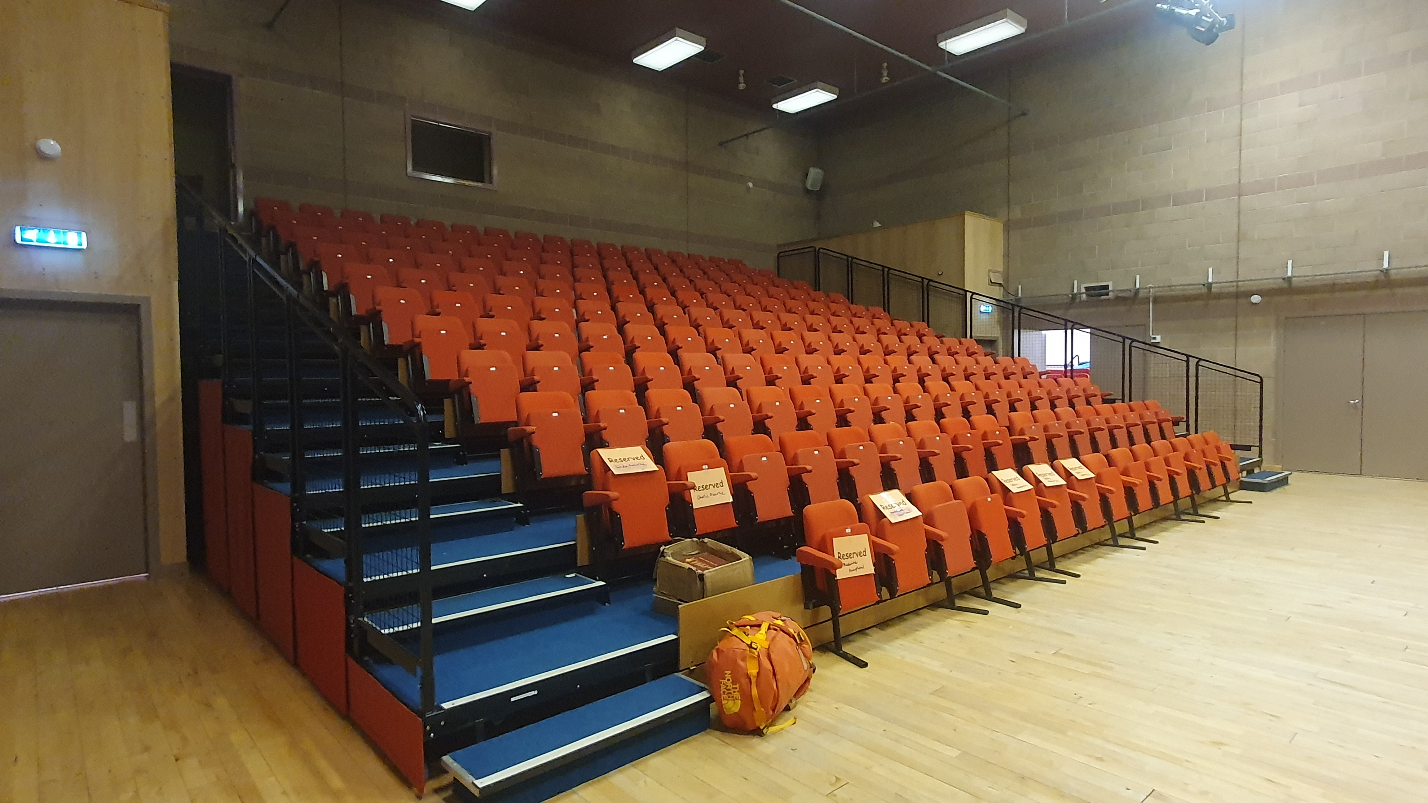 The Theatre features retractable bleacher seating.