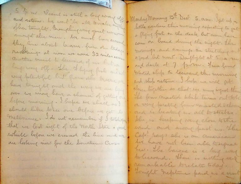 Page of James Youngson's diary showing a pencil written entry