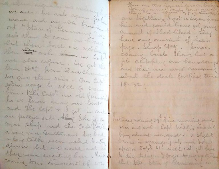 Page of James Youngson's diary showing a pencil written entry