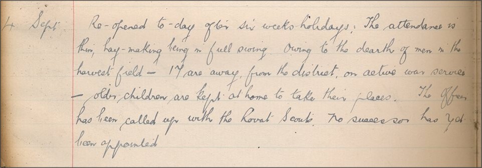 A handwritten paragraph from a book.  The page is pale brown and the the handwriting in faded black ink
