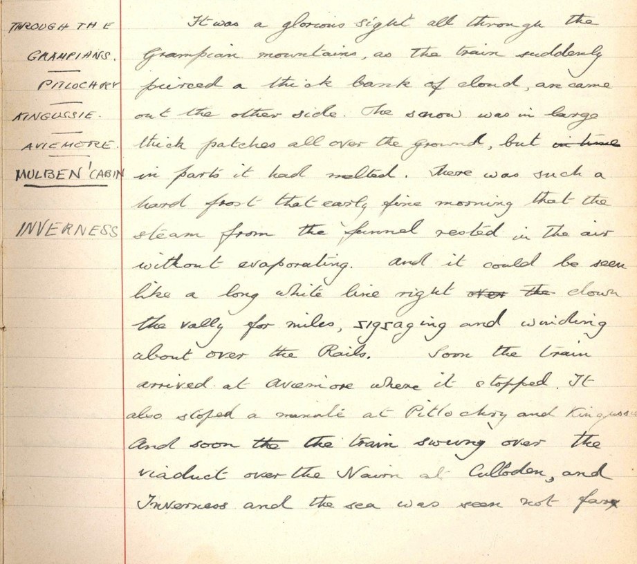 Extract from a page of a diary written in an older child's handwriting