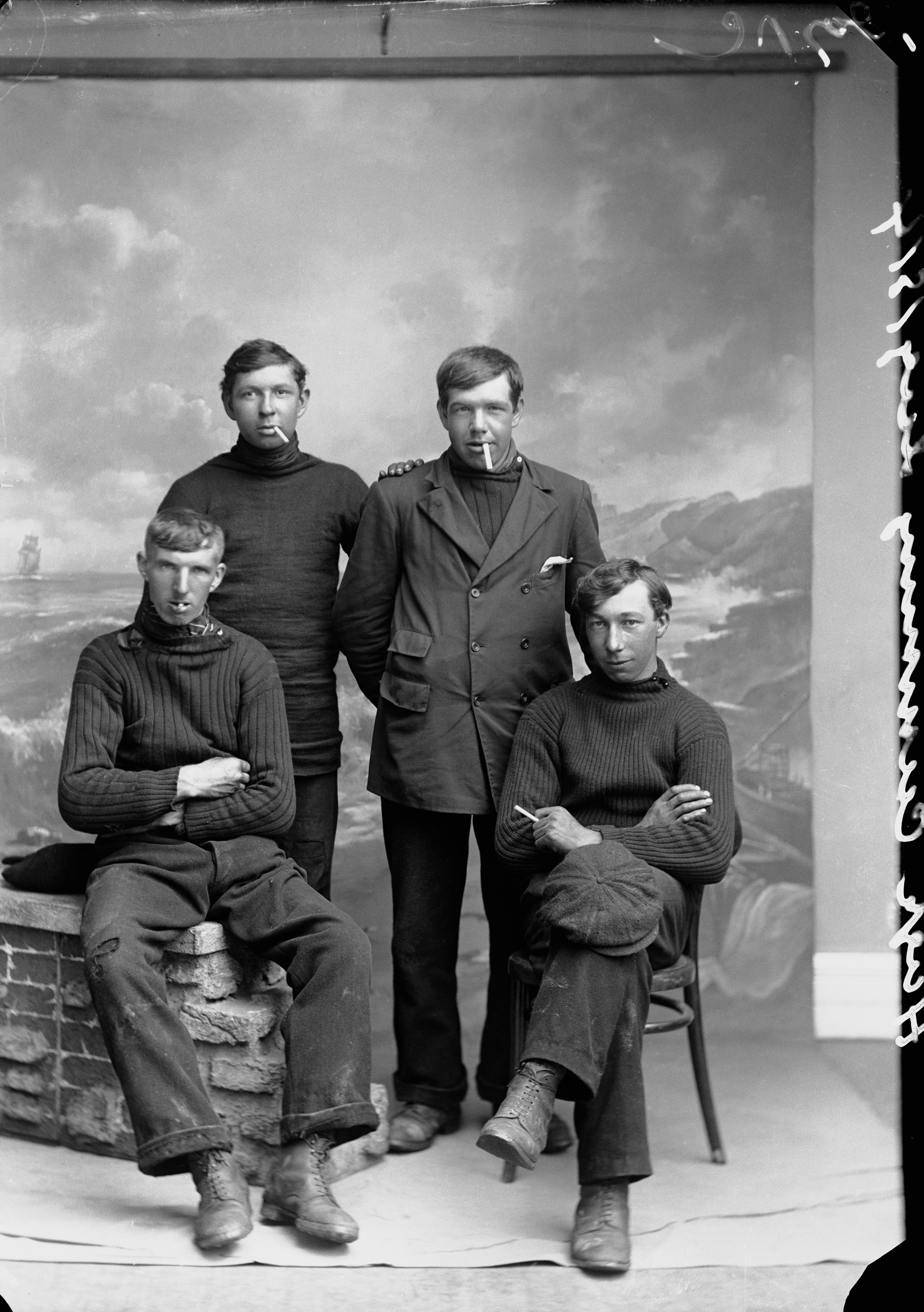 Portrait of four fishermen, 1914 (Courtesy of the Johnston Collection, JN07591P062)
