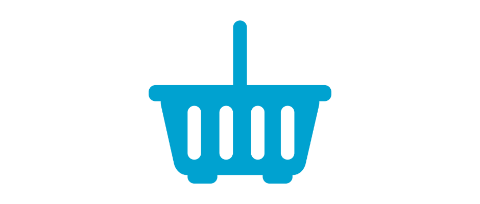 Graphic showing an empty shopping basket to indicate an online shop.