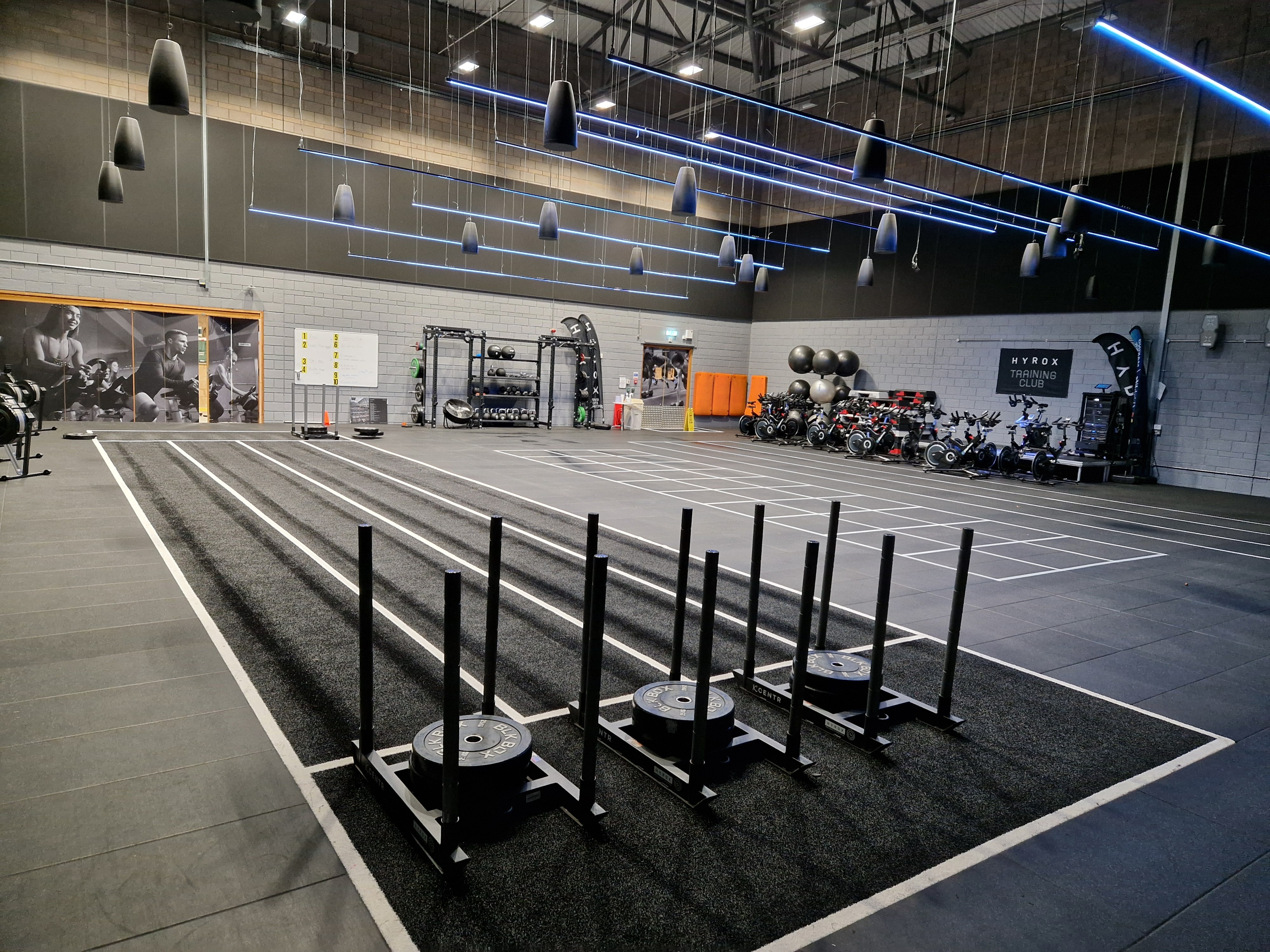 Studio set up for Hyrox class.