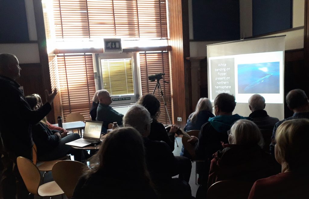 Attendees at the ‘Whale and Dolphin Watching’ presentation hosted by Countryside Ranger Paul Castle