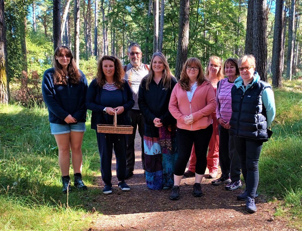 The first fungi foray group pose for a photo on Tuesday 5th September before finding a combined 18 species.